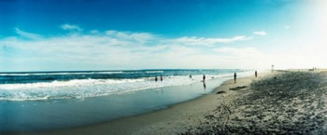 Tourists on the beach Fort Tilden Beach Fort Tilden Queens New York City New York State USA Canvas Art - Panoramic Images (30 x 13)