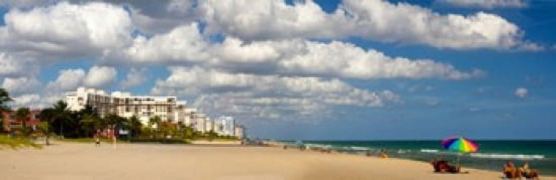 Tourists on the beach Lauderdale Florida USA Canvas Art - Panoramic Images (36 x 12)