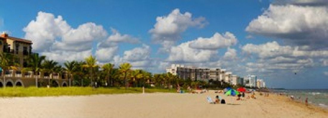 Tourists on the beach Lauderdale Florida USA Canvas Art - Panoramic Images (36 x 13)