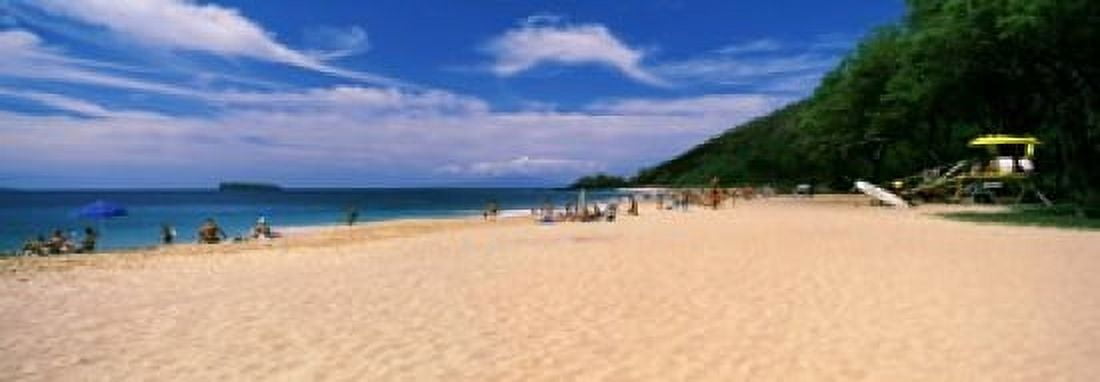 Tourists on the beach Makena Beach Maui Hawaii USA Canvas Art - Panoramic Images (18 x 7)