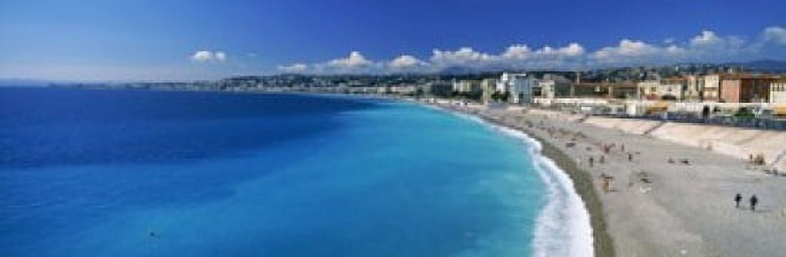 Tourists on the beach Nice Promenade Des Anglais Provence-Alpes-Cote dAzur France Canvas Art - Panoramic Images (18 x 6)