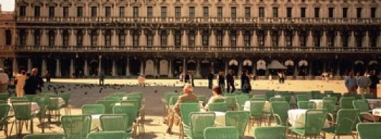 Tourists outside of a building Venice Italy Canvas Art - Panoramic Images (36 x 13)