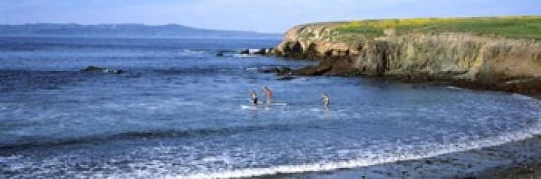 Tourists paddleboarding in the pacific ocean Santa Cruz Island Santa Barbara County California USA Canvas Art - Panoramic Images (18 x 6)