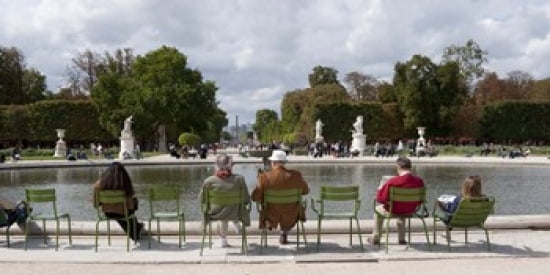Tourists sitting in chairs Jardin de Tuileries Paris Ile-de-France France Canvas Art - Panoramic Images (24 x 12)