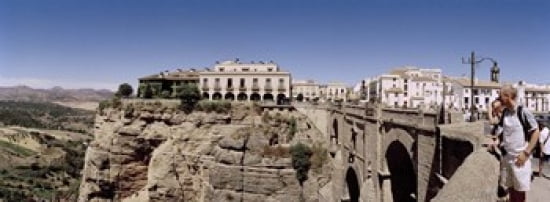 Tourists standing on a bridge Puente Nuevo Ronda Malaga Province Andalusia Spain Canvas Art - Panoramic Images (36 x 13)