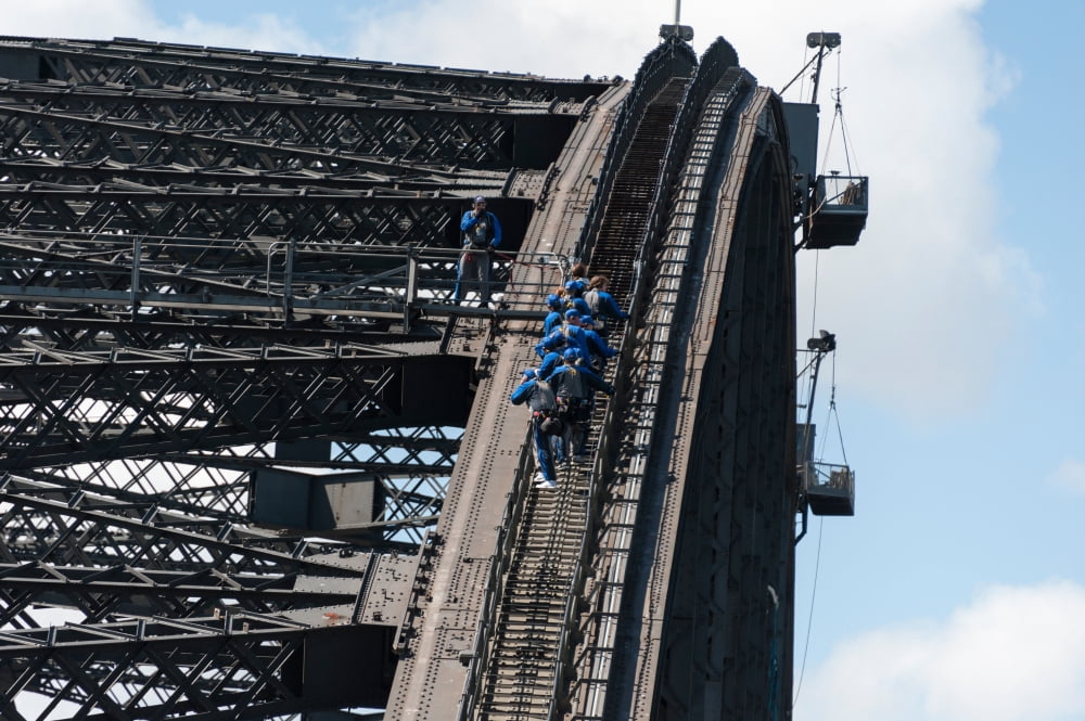 Tourists strapped together for climb to top of Sydney Harbour Bridge Sydney New South Wales Australia Canvas Art - Panoramic Images (27 x 9)