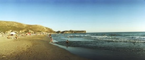Tourists swimming in the Mediterranean at Patara beach Patara Antalya Province Turkey Canvas Art - Panoramic Images (30 x 13)