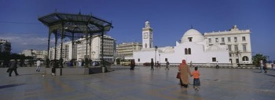 Tourists walking in front of a mosque Jamaa-El-Jedid Algiers Algeria Canvas Art - Panoramic Images (36 x 13)