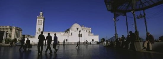 Tourists walking in front of a mosque Jamaa-El-Jedid Algiers Algeria Canvas Art - Panoramic Images (36 x 13)