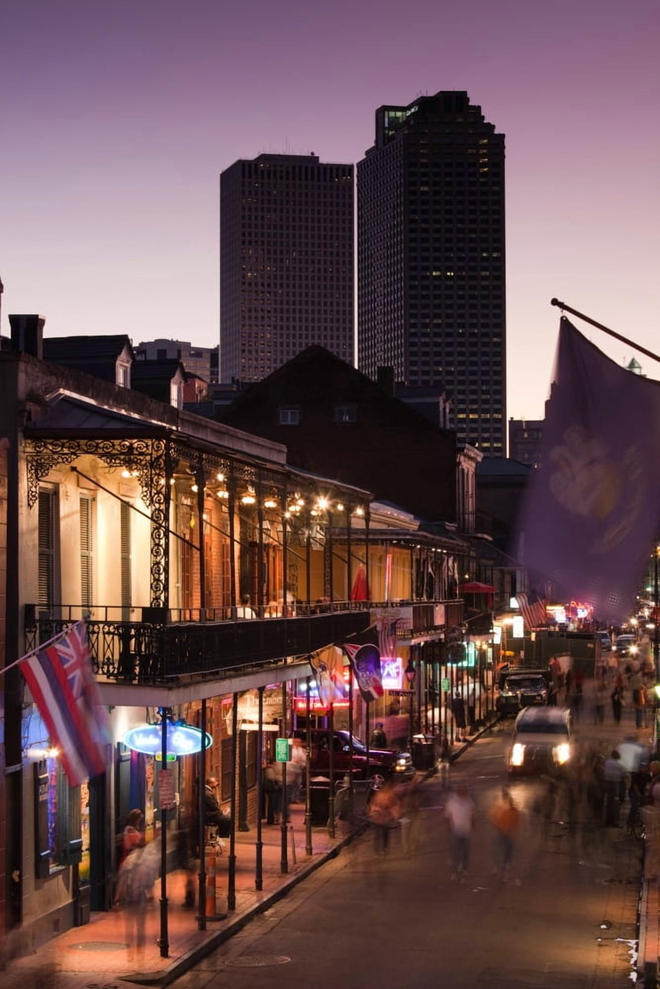 Tourists walking in the street Bourbon Street French Quarter New Orleans Louisiana USA Canvas Art - Panoramic Images (27 x 9)
