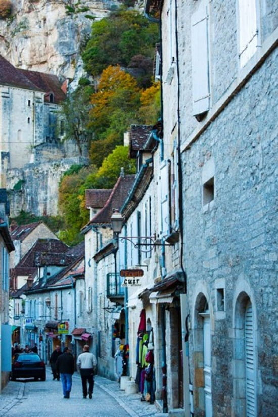 Tourists walking in the street of lower town Rocamadour Lot Midi-Pyrenees France Canvas Art - Panoramic Images (24 x 36)