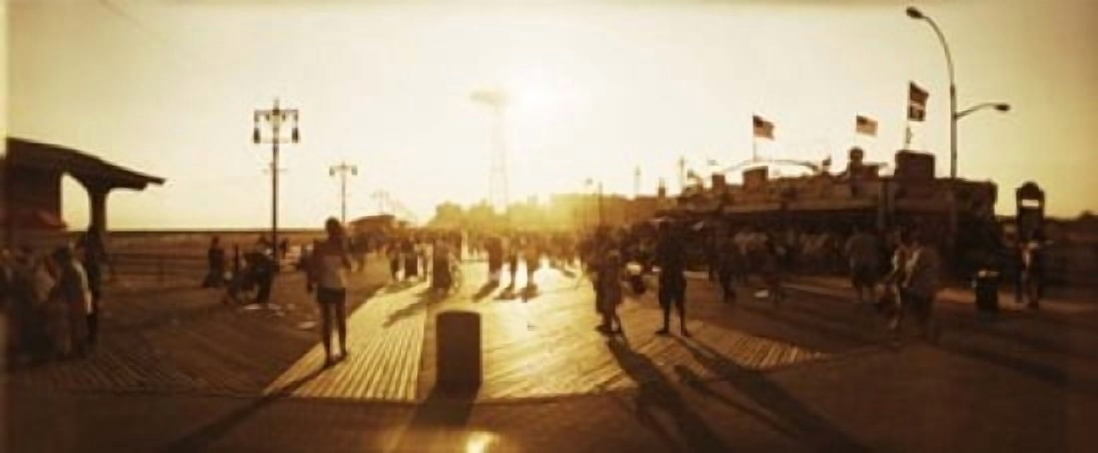 Tourists walking on a boardwalk Coney Island Boardwalk Coney Island Brooklyn New York City New York State USA Canvas Art - Panoramic Images (30 x 13)