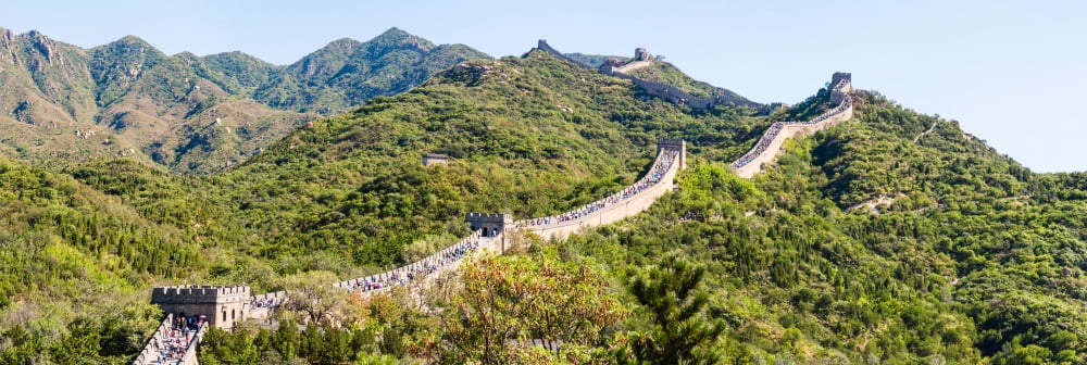 Tourists walking on a wall Great Wall Of China Beijing China Canvas Art - Panoramic Images (6 x 18)