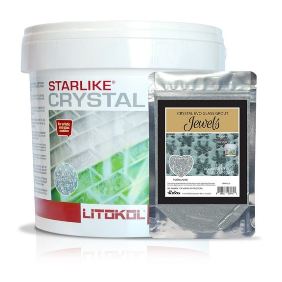 The Tile Doctor Crystal Glass Grout Jewels Tourmaline - Glass Epoxy Grout Glitter Additive for Tile, Backsplash, Pool, Kitchen, Bathroom - 5.5 lbs