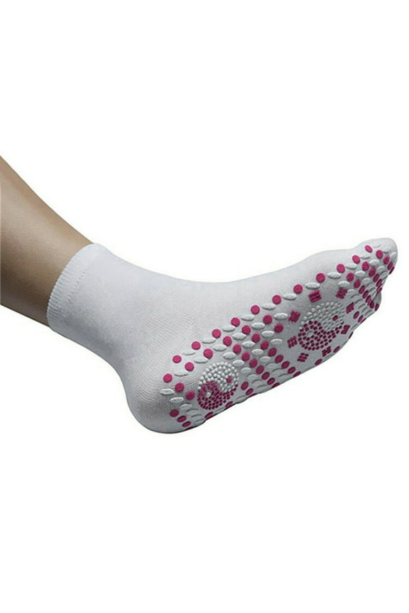 Tourmaline Magnetic Socks, Far Infrared Self-Warming Massage Socks for Improved Circulation, Unisex Heating Socks for Cold Weather Relief, Indoor Outdoor Use and Foot Wellness-White