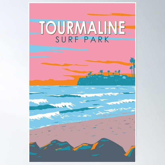 Tourmaline Surfing Park California Travel Art Vintage Poster Wall Art, Modern Wall Decor, 12x18 UNFRAMED