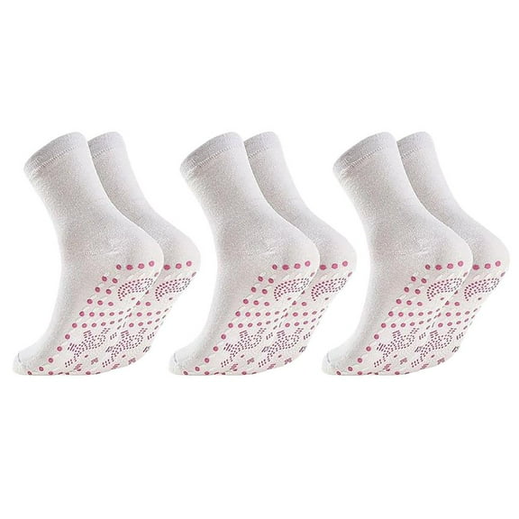 Tourmaline Thermal Circulation Self-Heating Socks - 3 Pair Slimming Foot Massage Socks with Acupressure for Men & Women (Red6)