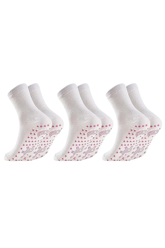 Tourmaline Thermal Circulation Self-Heating Socks - 3 Pair Slimming Foot Massage Socks with Acupressure for Men & Women (Red6)