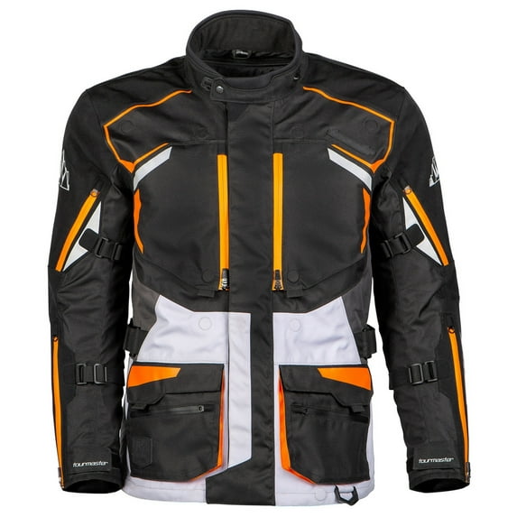 Tourmaster Highlander Mens Waterproof Motorcycle Jacket Black/Orange 3XL