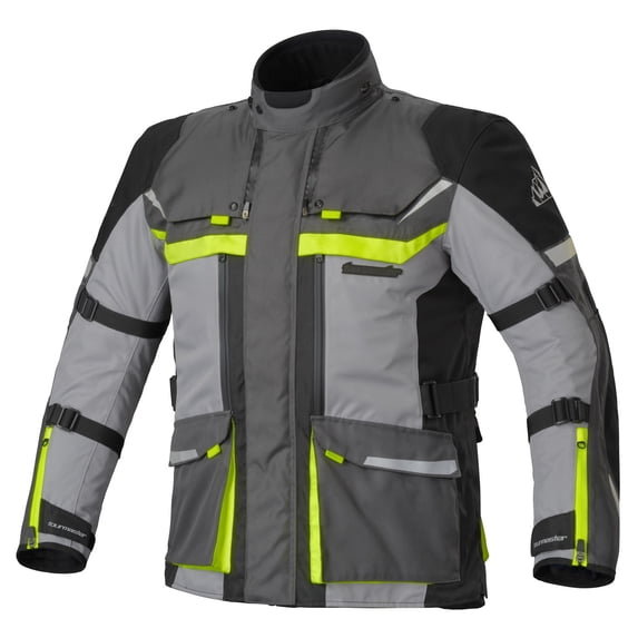 Tourmaster Mariner Laminated Mens Motorcycle Jacket Gray/Hi-Vis LG Tall