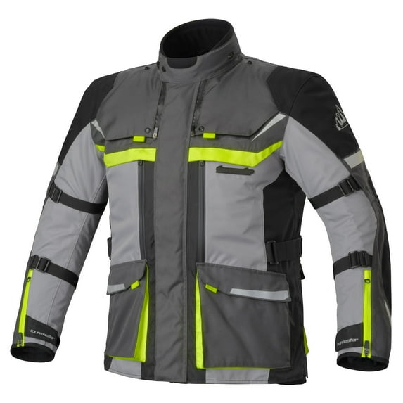 Tourmaster Mariner Laminated Mens Motorcycle Jacket Gray/Hi-Vis MD Tall