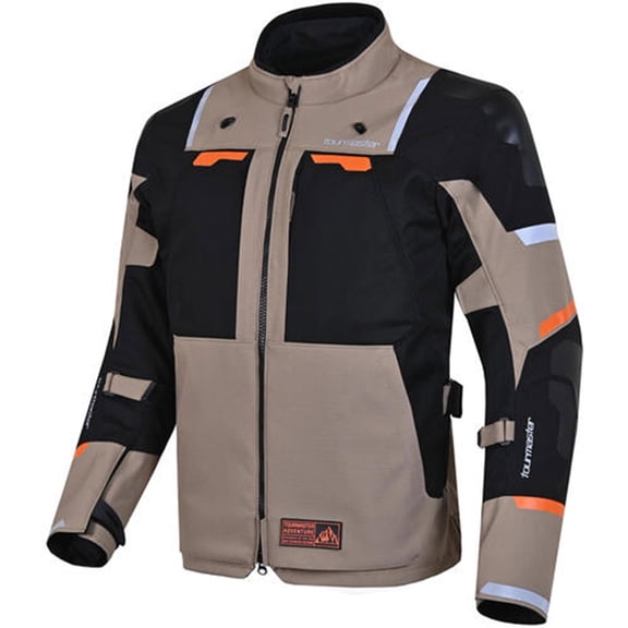 Tourmaster Zephyr Mesh Men's Motorcycle Street Jackets - Black/Beige/Orange / Large