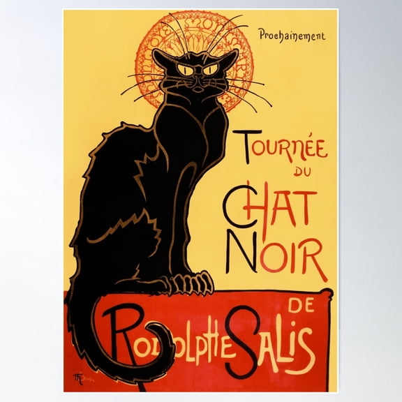 Tournée Du Chat Noir - Théophile Steinlen, Vintage Poster Poster Wall Art, Modern Wall Decor For Living Room Bedroom, 12x18 UNFRAMED