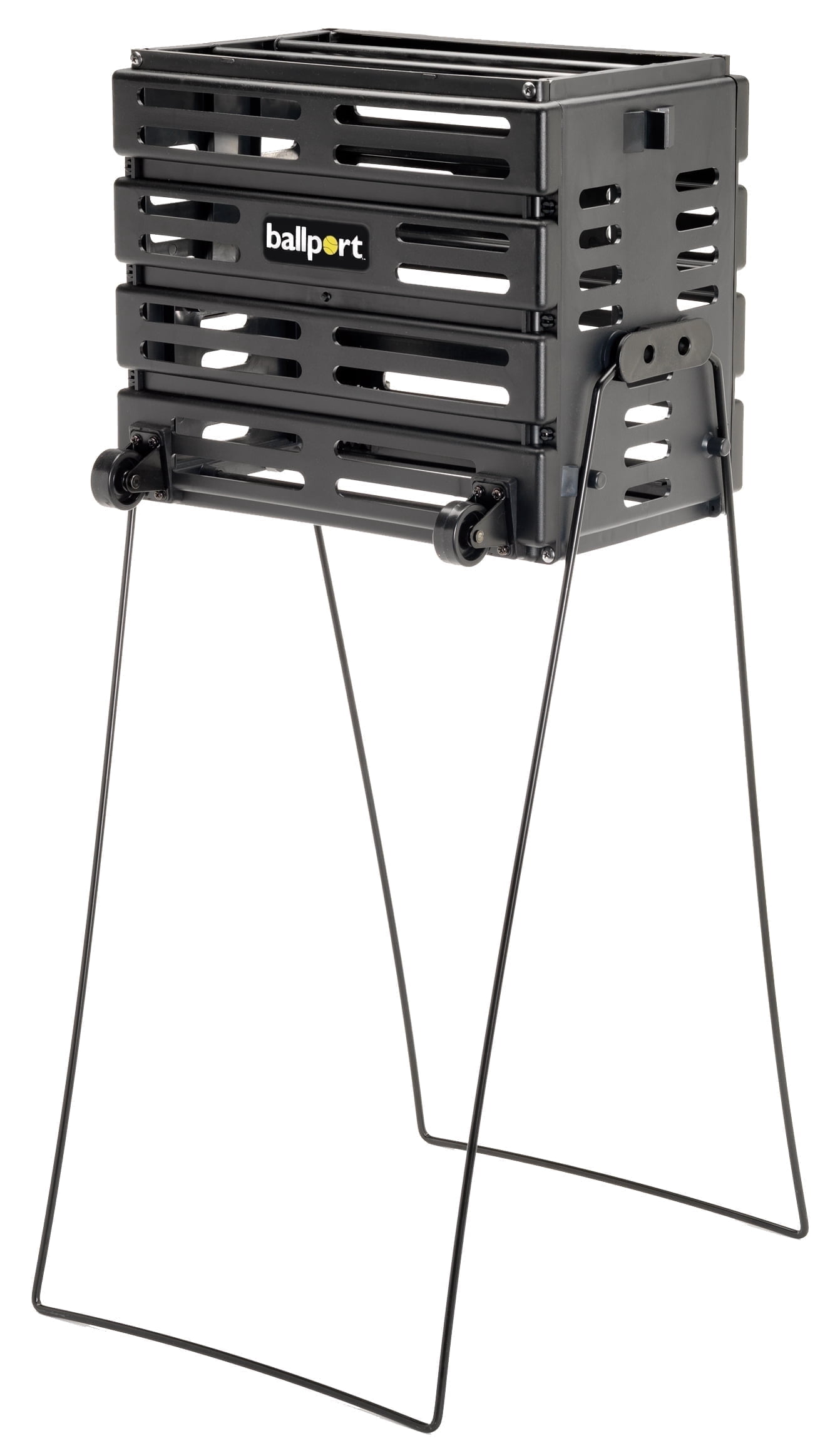 Tourna Ballport Deluxe Tennis Ball Hopper Pickup with Wheels, Black