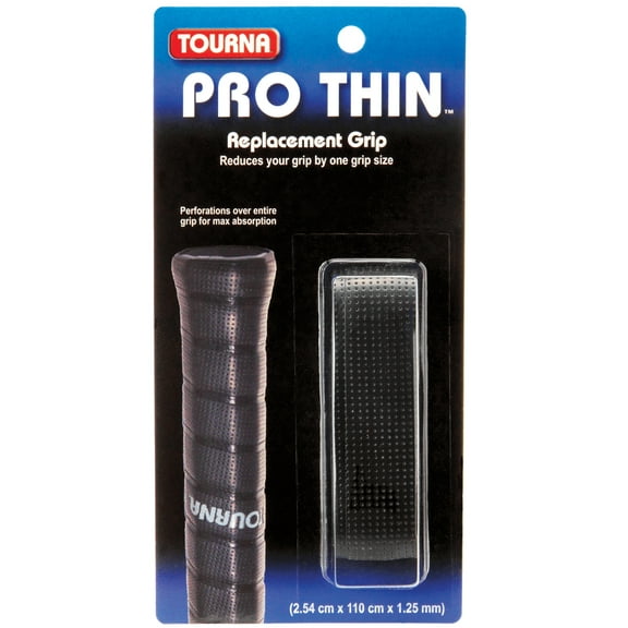 Tourna Pro Thin Replacement Grip, 2.54 cm x 110 cm x 1.25 mm - Black