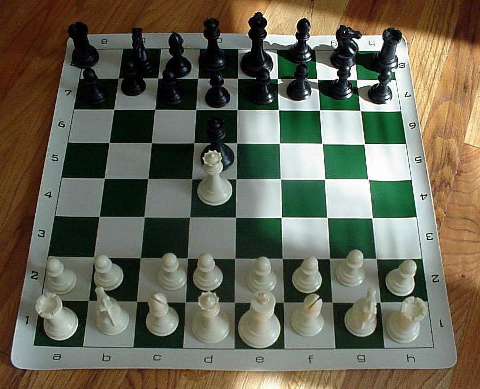 Tournament Chess Set - Extra Large & Heavy 4 Luxury Chess Pieces (  Ivory/Black) with Green/White Roll-up Chess Board