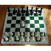 Tournament Chess Set - Extra Large & Heavy 4 Luxury Chess Pieces  Ivory/Black with Green/White Roll-up Chess Board