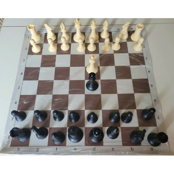 Tournament Chess Set - Extra Large & Heavy 4" Luxury Chess Pieces with Brown/White Roll-up Chess Board