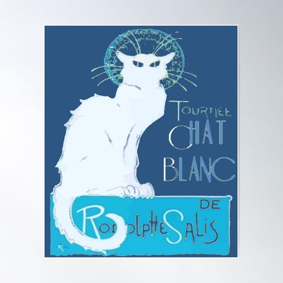Tournee Du Chat Noir Chat Blanc Vector Distressed Poster Wall Art, Modern Wall Decor For Living Room Bedroom, 16x24 UNFRAMED