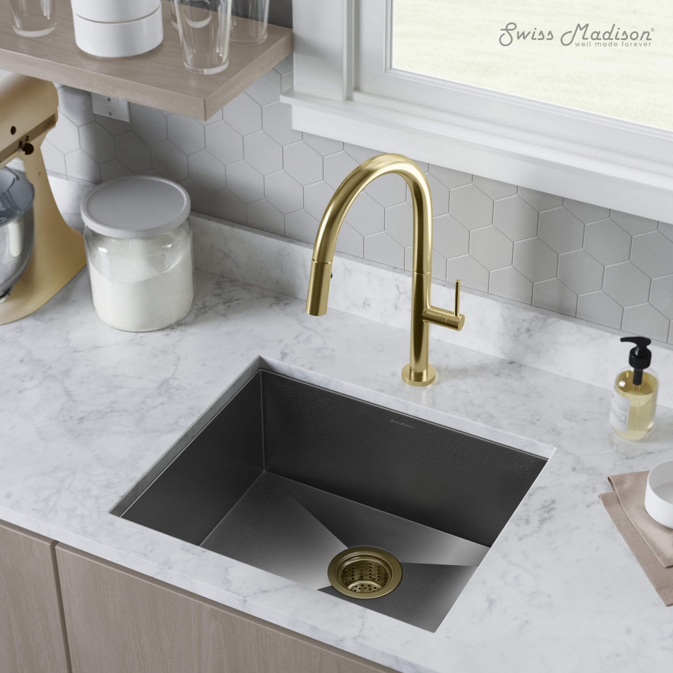 Tourner 21 x 18 Stainless Steel, Single Basin, Undermount Kitchen Sink,Black
