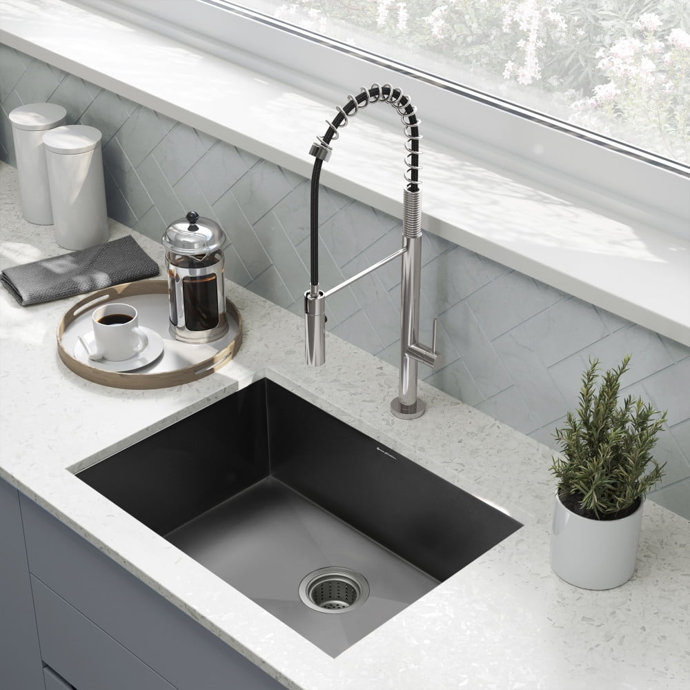 Tourner 27 x 19 Black Stainless Steel Single Basin Undermount Kitchen Sink