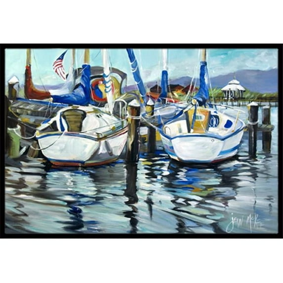 Tourquoise Bay Sailboat Indoor & Outdoor Mat- 18 x 27 in.