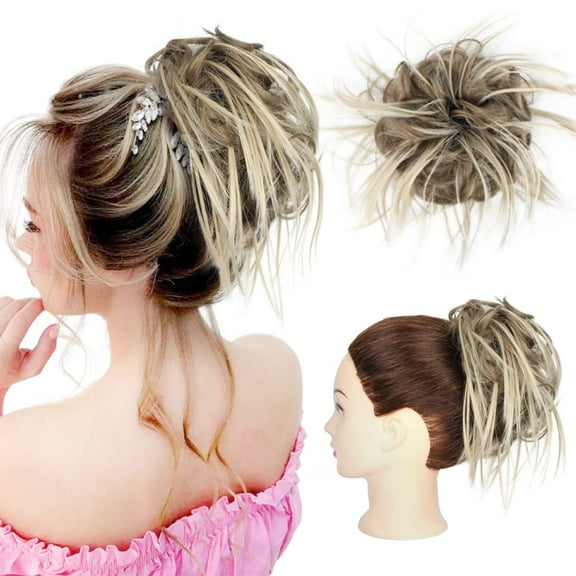 Tousled Updo Messy Bun Hairpiece Hair Extension Ponytail With Elastic Rubber Band Updo Ponytail Hairpiece Synthetic Hair Extensions Scrunchies Ponytail Hairpieces for Women
