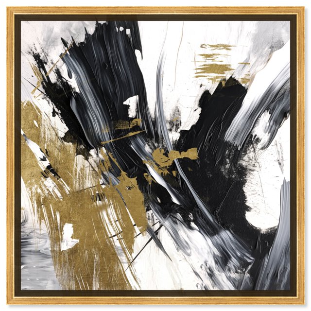 Toutes Abstract Canvas Black And White Abstract Art By Notoriart, Gold