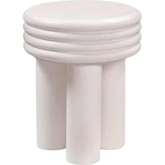 Tov Furniture Delta Ivory White Concrete Indoor/Outdoor 14" Round Ribbed Side Table