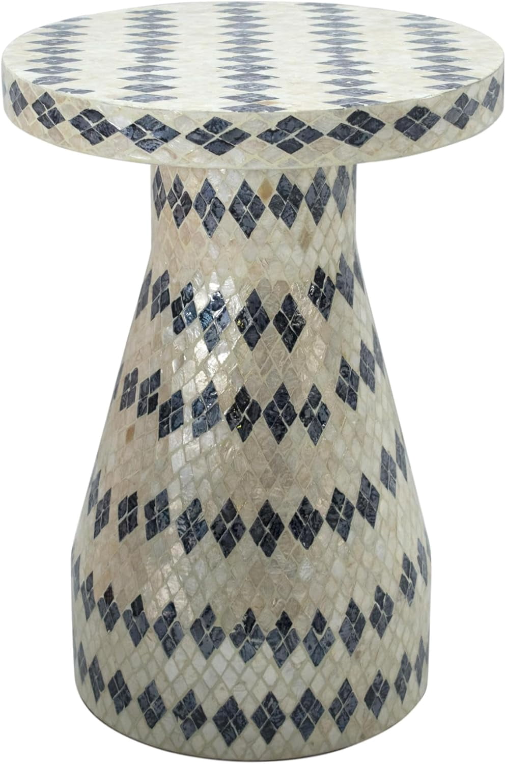 Tov Furniture Halio Cream & Blue Checkered Shell Side Table - Walmart.com