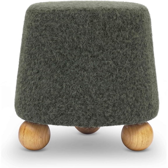 Tov Furniture Jaine Forest Green Loose Mohair Ottoman