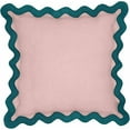 thumbnail image 1 of Tov Furniture Scalloped Edge Blue and Pink Linen Throw Pillow, 1 of 6