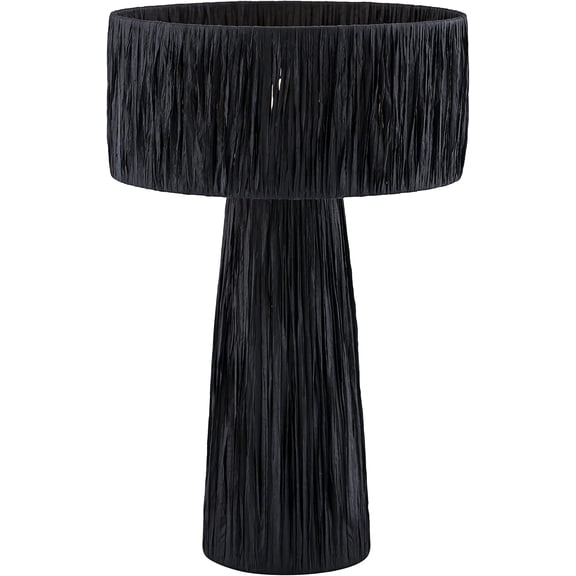 Tov Furniture Shelby Rafia Table Lamp (Black)