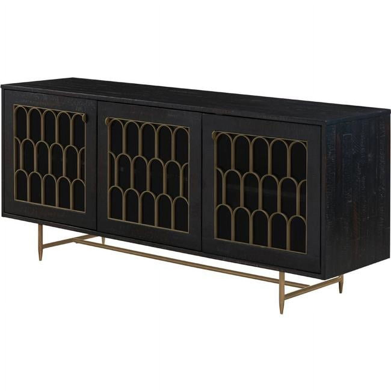 Gatsby Black Acacia Wood Buffet with Brass Steel Base