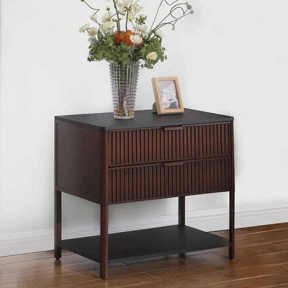 Tova Rust Brown 2-drawer Side Table with Shelf