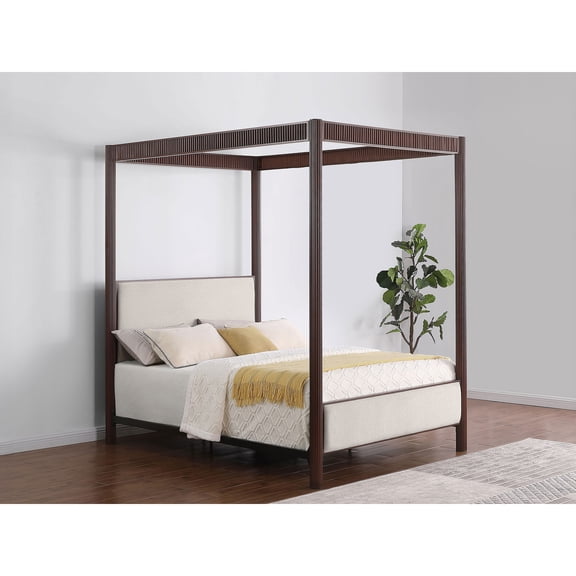 Tova Rust Brown Metal Eastern King Canopy Bed