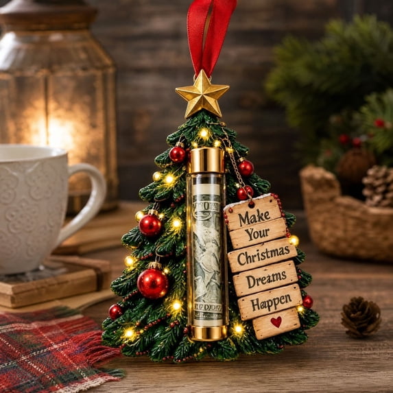 Tovaris Christmas Gift Ornament, Fillable Acrylic Hanging Ornament, Personalized Money Holder Keepsake Decoration, Christmas Tree Holiday Decor Gift