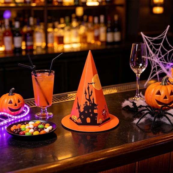 Tovaris Halloween Witch Hat Candy Box, Spooky Print Paper Treat Container Decoration, Festive Party Supply Candy Holder Ornament, For Dessert Table Party Favor And Holiday Decor Present