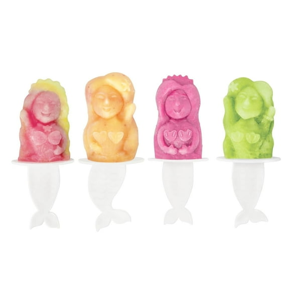 Tovolo Mermaid Popsicle Mold Silicone Ice Pop Mold with Sticks for Kids Set of 4, Homemade Frozen Treat Popsicle Molds BPA Free Dishwasher Safe Mermaid Snacks Popsicle Maker with Drip Guard