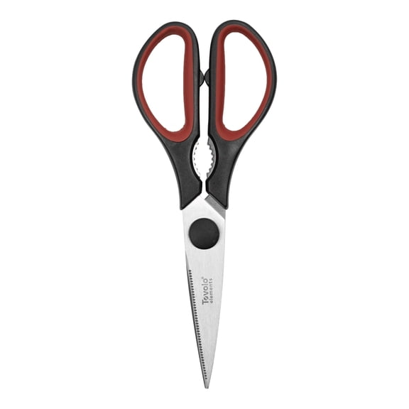 Tovolo Elements Kitchen Shears Stainless Steel Magnetic Sheath, Sangria & Charcoal Gray